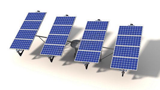 一个铰接式太阳能电池板模块在早上