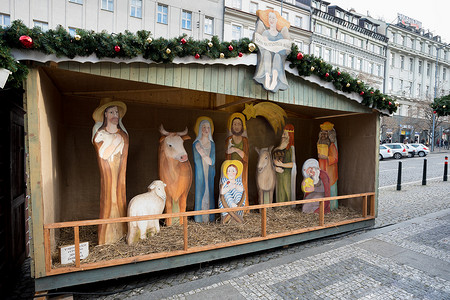 布拉格老瓦茨拉夫广场的耶稣诞生场景
