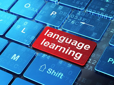 学习理念： 计算机键盘背景上的语言学习