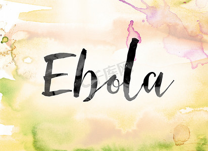 埃博拉病毒彩色水彩和水墨艺术字