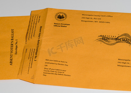 西弗吉尼亚州缺席选票信封和选举邮寄投票清单