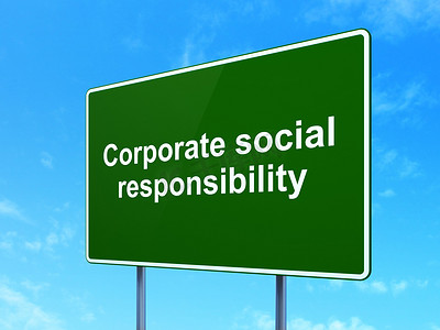 财务理念： 道路标志背景上的企业社会责任