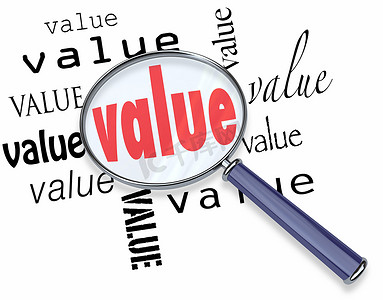 核心价值观墙摄影照片_寻找价值——放大镜寻找有价值的储蓄