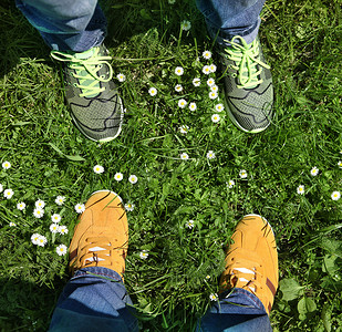 绿草地上的运动鞋