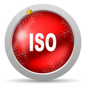 iso19001摄影照片_白色背景上的 iso 红色光泽圣诞图标