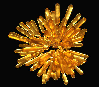 球形抽象金色冷冻液柱