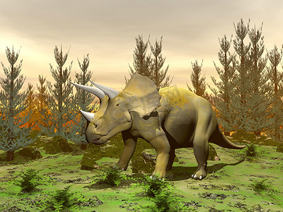 三角龙恐龙 - 3D 渲染