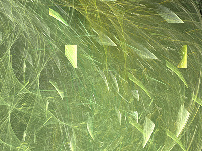 具有曲线的绿色抽象分形混沌的 3D 渲染