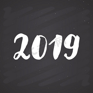 新年贺卡，2019 年。版式问候语设计。