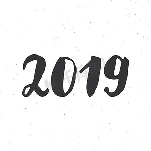 新年贺卡，2019 年。版式问候语设计。