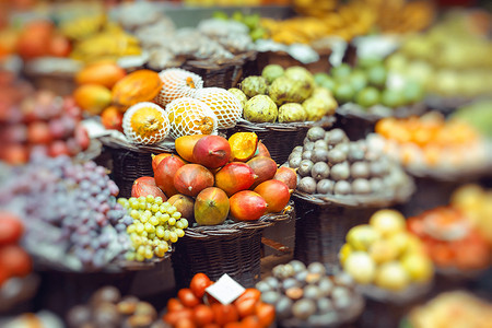 po摄影照片_Mercado Dos Lavradores.Madeira Island, Po 的新鲜异国情调水果