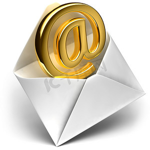 金色的电子邮件标志