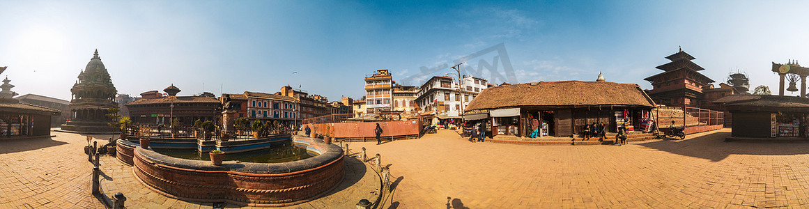 尼泊尔帕坦杜巴广场 360 度全景