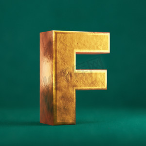 潮水绿色背景上的 Fortuna 金色字母 F 大写。