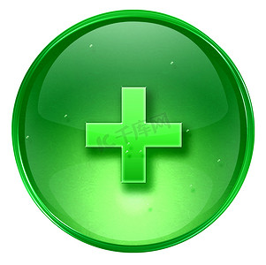 加号图标绿色，隔离在白色背景上。