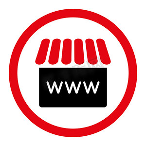 网上商店扁平密集的红色和黑色圆形字形图标