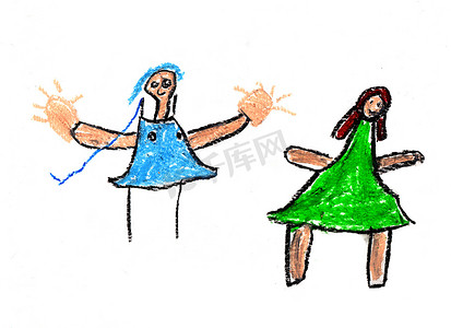 蜡笔儿童手绘穿着创辉连衣裙
