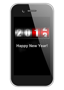 2013新年插画与手机和柜台
