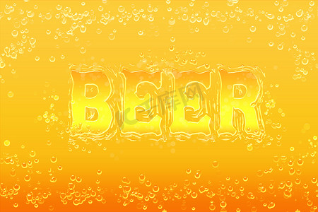 啤酒水滴摄影照片_啤酒背景上的水滴