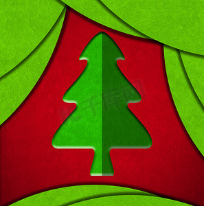 绿色极简风格摄影照片_圣诞树抽象背景