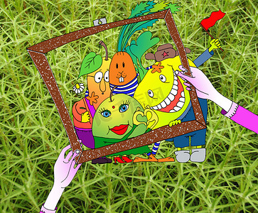 一幅图画摄影照片_painted a picture of the fruit画了一幅水果和蔬菜的图画