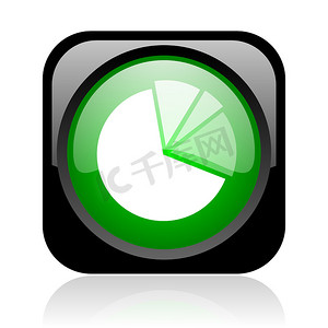 图表黑色和绿色方形 web 光泽图标