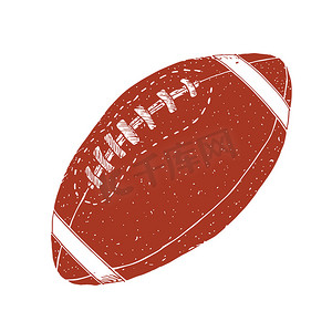 足球矢量图摄影照片_美式足球，橄榄球手绘 grunge 纹理草图，白色背景上孤立的矢量图
