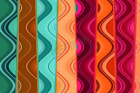 不同波浪的彩色柔和线条，抽象壁纸