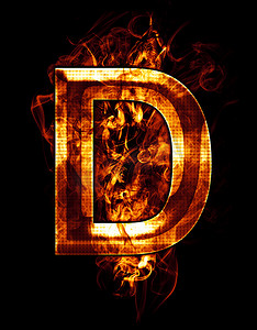 d, b 上带有镀铬效果和红火的字母插图