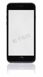 iphone手机白色摄影照片_苹果深空灰色 iPhone 6 空白屏幕