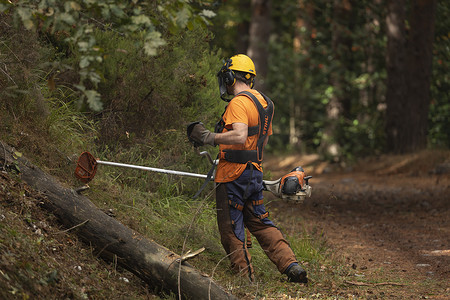 防火摄影照片_森林防火服务的工作者，阿拉贡，西班牙