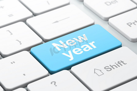 假日概念： 在计算机键盘背景的新年