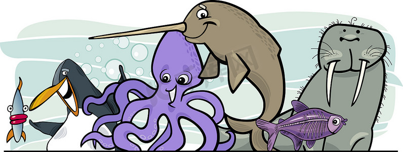 卡通海洋生物动物设计