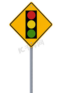 安全警示灯摄影照片_红绿灯道路标志