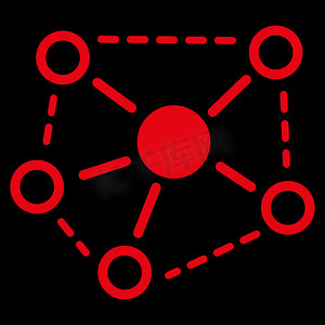 红色五角星摄影照片_分子链接图标