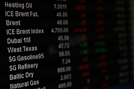 石油价格摄影照片_在监视器上显示能源期货或石油期货市场数据