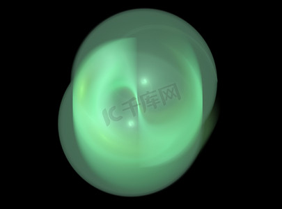 具有双球体的绿色抽象分形的 3D 渲染