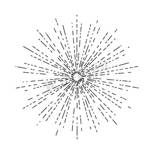 复古太阳爆发，复古辐射太阳光线形状的标志，标签或标志和排版装饰模板矢量插图隔离在白色背景。