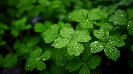 插画谷雨摄影照片_春季谷雨绿色叶子花开自然