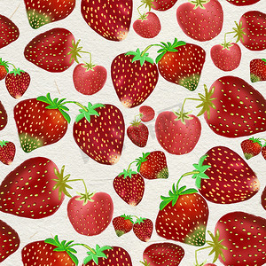 白色简单的小手绘草莓无缝图案