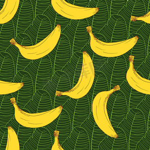 香蕉手绘草图无缝模式。