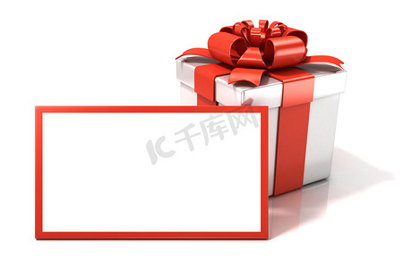 券摄影照片_有空白的礼品券的礼物盒。 