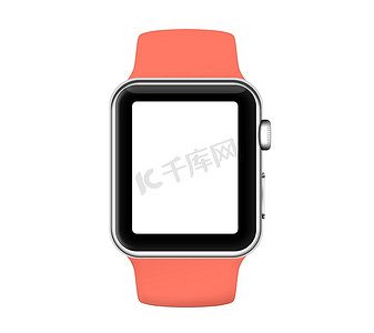 银色铝壳橙杏色运动表带智能手表