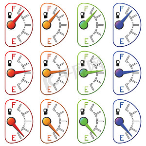 燃油表设置站立衬里隔离在白色背景