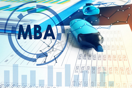 金融背景上的简称 MBA（工商管理硕士）。