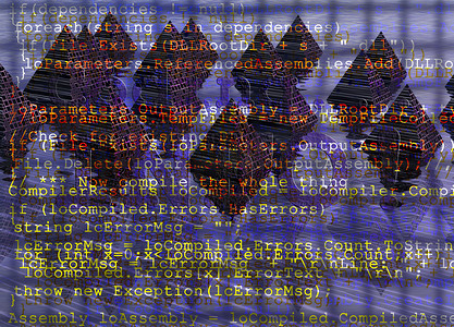 在数字幻想金字塔背景上使用网格编程代码