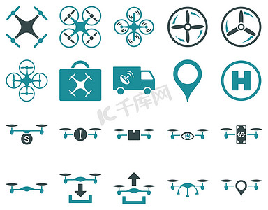 空中无人机和四轴飞行器工具图标