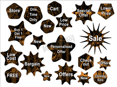 黑色和橙色万圣节出售和提供星星和形状 S