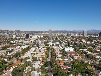 中城摄影照片_洛杉矶市中心中城社区上空的鸟瞰图