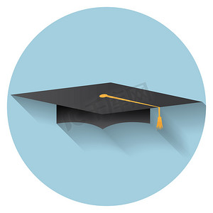 毕业帽图标的平面设计现代矢量图解